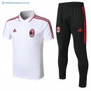 Polo AC Milan Ensemble Complet 2017 2018 Blanc Pas Cher