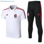 Polo AC Milan Ensemble Complet 2017 2018 Blanc Pas Cher