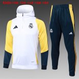 Enfant Training Capuche Real Madrid 2024 2025 Blanc Jaune