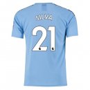 Maillot Manchester City NO.21 Silva Domicile 2019 2020 Bleu Pas Cher