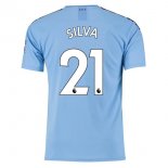 Maillot Manchester City NO.21 Silva Domicile 2019 2020 Bleu Pas Cher