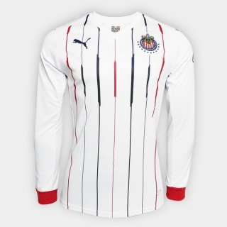 Maillot CD Guadalajara Exterieur ML 2018 2019 Blanc Pas Cher