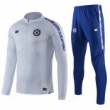 Survetement Enfant Chelsea 2019 2020 Bleu Gris Pas Cher