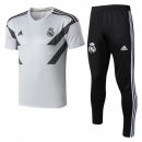 Entrainement Real Madrid Ensemble Complet 2018 2019 Blanc Gris Pas Cher