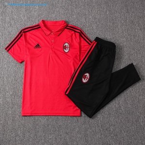 Polo AC Milan Ensemble Complet 2017 2018 Rouge Pas Cher