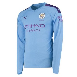 Maillot Manchester City Domicile ML 2019 2020 Azul Pas Cher