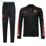 Survetement Barcelona 2018 2019 Noir Orange Pas Cher