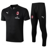 Polo AC Milan Ensemble Complet 2019 2020 Noir Pas Cher