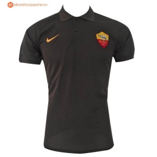 Polo AS Roma 2017 2018 Noir Pas Cher