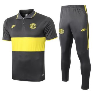 Polo Inter Milan Ensemble Complet 2019 2020 Gris Jaune