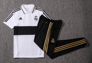 Polo Real Madrid Ensemble Complet 2019 2020 Blanc Noir Pas Cher