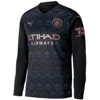 Thailande Maillot Manchester City Exterieur ML 2020 2021 Noir Pas Cher