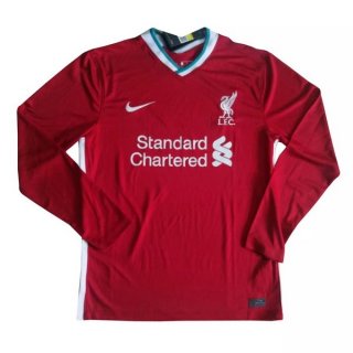 Thailande Maillot Liverpool Domicile ML 2020 2021 Rouge Pas Cher