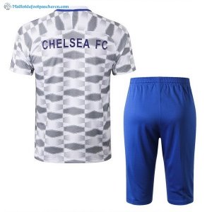 Maillot Entrainement Chelsea Ensemble Complet 2017 2018 Blanc Gris Pas Cher