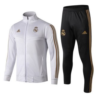 Survetement Real Madrid 2019 2020 Blanc Jaune Pas Cher