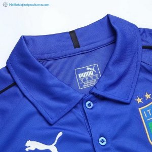 Polo Italie 2018 Bleu Pas Cher