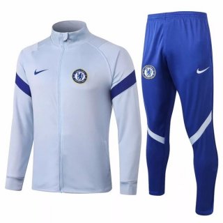 Survetement Chelsea 2020 2021 Gris Clair Bleu Pas Cher