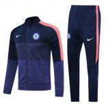 Survetement Chelsea 2020 2021 Bleu Marine Orange Pas Cher