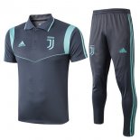 Polo Juventus Ensemble Complet 2019 2020 Gris Bleu Pas Cher