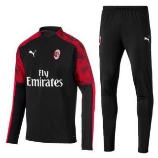 Survetement AC Milan 2019 2020 Noir Rouge Pas Cher