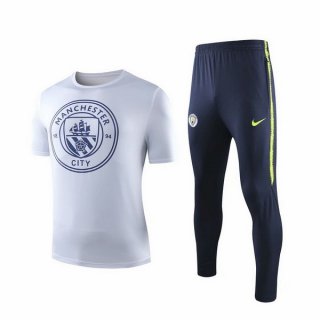 Entrainement Manchester City Ensemble Complet 2019 2020 Blanc Bleu Pas Cher