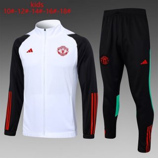 Enfant Survetement Manchester United 2024 Blanc Noir Enfant Survetement Manchester United 2024 Blanc Noir