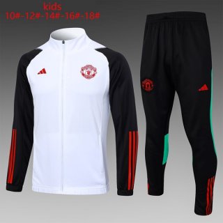 Enfant Survetement Manchester United 2024 Blanc Noir