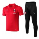 Polo Ensemble Complet AC Milan 2018 2019 Rouge Pas Cher