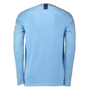 Maillot Manchester City Domicile ML 2018 2019 Bleu Pas Cher