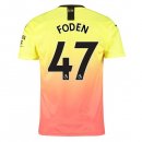 Maillot Manchester City NO.47 Foden Third 2019 2020 Orange Pas Cher