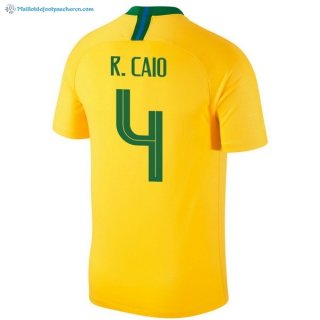 Maillot Brésil Domicile R.Caio 2018 Jaune Pas Cher