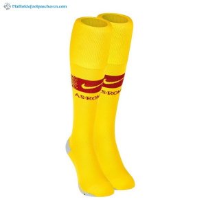 Chaussette As Roma Domicile 2018 2019 Jaune Pas Cher