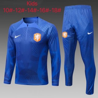 Enfant Survetement Training Pays-Bas 2023 Bleu Enfant Survetement Training Pays-Bas 2023 Bleu