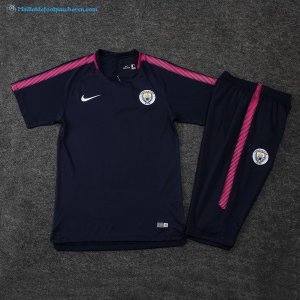 Entrainement Manchester City Conjunto Completo 2017 2018 Bleu Marine Pas Cher