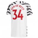 Maillot Manchester United NO.34 Van De Beek Third 2020 2021 Blanc Pas Cher