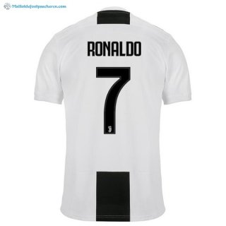 Maillot Juventus Domicile Ronaldo 2018 2019 Blanc Noir Pas Cher