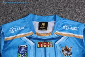 Maillot Rugby Gold Coast Titans Classic Auckland 9's 2017 2018 Bleu Pas Cher