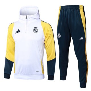 Training Capuche Real Madrid 2024 2025 Blanc Jaune 2 Training Capuche Real Madrid 2024 2025 Blanc Jaune 2