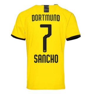 Thailande Maillot Borussia Dortmund NO.7 Sancho Domicile 2019 2020 Jaune