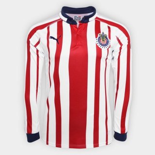 Maillot CD Guadalajara Domicile ML 2018 2019 Rouge Blanc Pas Cher Maillot CD Guadalajara Domicile ML 2018 2019 Rouge Blanc Pas Cher