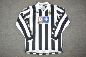 Maillot Juventus Domicile ML Retro 1999 2000 Noir Blanc Pas Cher