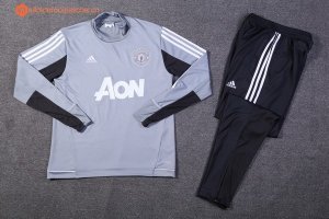 Survetement Manchester United 2017 2018 Gris Clair Noir Pas Cher