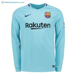 Maillot Barcelona Exterieur ML 2017 2018 Bleu Pas Cher