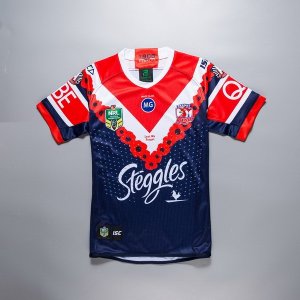 Maillot Sydney Roosters Anzac 2018 Bleu Pas Cher