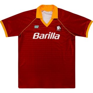 Maillot As Roma Domicile Retro 1990 1991 Orange Pas Cher