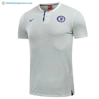 Polo Chelsea 2017 2018 Blanc Bleu Pas Cher Polo Chelsea 2017 2018 Blanc Bleu Pas Cher