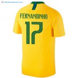 Maillot Brésil Domicile Fernandinho 2018 Jaune Pas Cher