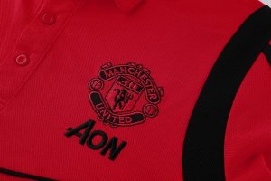 Polo Ensemble Complet Manchester United 2019 2020 Bordeaux Noir Pas Cher