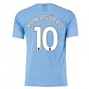 Maillot Manchester City NO.10 Kun Aguero Domicile 2019 2020 Bleu Pas Cher