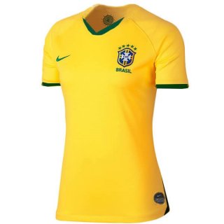 Maillot Brésil Domicile Femme 2019 Jaune Pas Cher